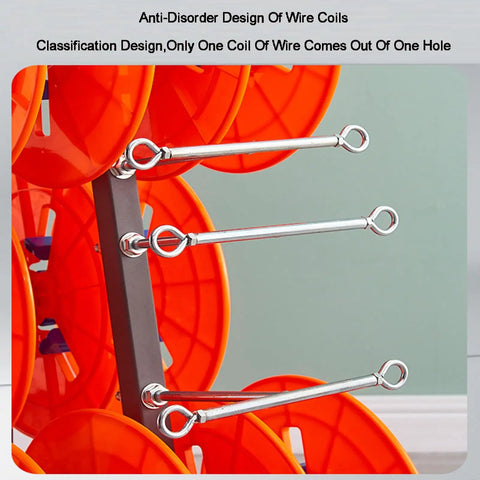 Heavy Duty Wire Spool Rack With Anti Vibration Wheels Keeps 4 To 6 Reels In One Handy Spot for electrical workshops