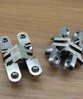Killer Concealed Cross Hinge Pair For Sleek Door Setup Heavy Duty Stainless Steel with precise cutouts and flat finish.