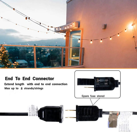 Two Pack 100 Foot Outdoor String Lights With Dimmable G40 LED Bulbs That Are Shatterproof And Weatherproof End To End Connectable Up To Nine Times 100 Feet