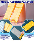 23 Piece Hobby Model Building Tools Kit For Gundam Builders; yellow model parts separator with sandpaper and grip