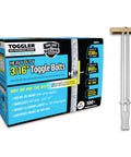 SnapToggle BA Toggle Anchor For 3/8 To 3-5/8 Inch Hollow Walls, Zinc-Plated Steel Channel, packaging and bolt shown.
