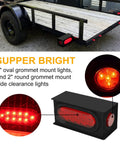 Two Piece Welded Steel Trailer Light Kit With 6 Inch Oval Red Tail Lights Featuring 10 LEDs And 2 Inch Red Round Side Marker Lights