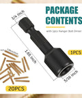 20 Piece Heavy Duty Hanger Bolts Set For Outdoor Wood Furniture Tapping Screws Double End Carbon Steel, dimensions shown.