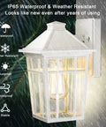 Outdoor Sconce Lights 2 Pack White Weatherproof Aluminum Wall Fixtures With Glass Panels Anti Rust Exterior Porch Lights