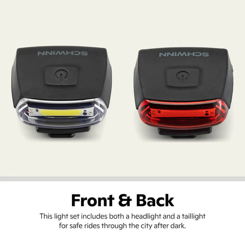 Quick Wrap Bike Light Set With 40 Lumen Headlight And 10 Lumen Taillight Cob LED for front and rear view tool free install