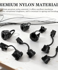 12 Pack Black Strain Relief Cord Connectors Set For Office And Home Cable Management Nylon Round Insulating Cable Bushes Fits 6N-4 And 4N-4 Power Cords Durable Easy Install Keeps Cables Neat And Tidy, black nylon connectors on white surface