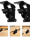 Heavy Duty Folding Leg Connectors With Wearproof Iron Coating close-up and installation in furniture hinges