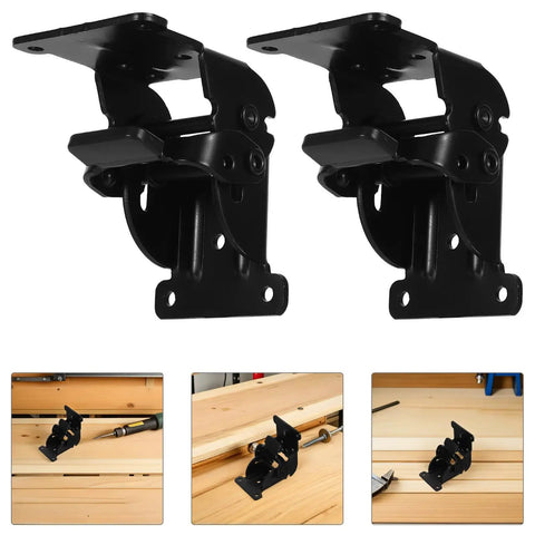 Beefy Iron Folding Table Hinges Two Pack for Cabinets and Furniture, shown with black finish and anti-loosening support