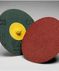Roloc Fiber Disc 982C 80 Plus Grit TR Backing, 4 Inch Diameter NH, Die R400BB, showing front and back surfaces.