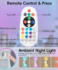 Remote for Motion Sensor Light Indoor with Remote, Rechargeable Wireless LED Sconce showing RGB color options and modes.