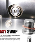 Super Sturdy Stainless Steel Motorcycle Engine Oil Drain Plug Kit Fits Polaris RZr And Sportsman Models With Quick Install And Heavy Duty Build For 2012 To 2020 Off Road Vehicles, stainless drain plug with Allen wrench