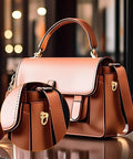 Brown leather purse featuring Leather Craft Hardware Kit 12 D Rings And 360 Degree Rotatable Brass Ball Studs For Purses Wallets