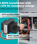 Heavy Duty 90 T60C3 Transformer 120 208 240 Volt To 24 Volt 60 VA Foot Mount Class 2 Replacement for Industrial HVAC Controls