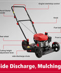 Easy Start 18 Inch Gas Lawn Mower With 144cc OHV Engine Steel Deck Side Discharge 5 Position Height Adjustment