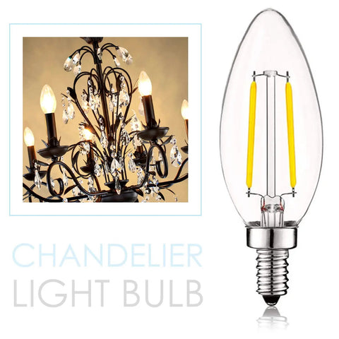 2W LED Candelabra Bulb That Gives Vintage Filament Vibe 25W Equivalent E12 Dimmable Clear Glass Warm White 2700K B11 Size For Chandeliers Sconces Ceiling Fans Decor 6 Pack next to chandelier
