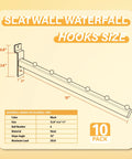 Diagram of 12 Inch Waterfall Slatwall Hooks 10 Pack for Clothing Retail Garage Shop Display Black 12 Degree Angled Slatwall Hangers.