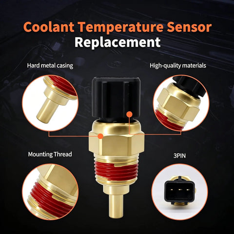 Rock Solid Replacement Engine Coolant Temperature Sensor With Connector 39220-38030 showing hard metal casing and 3-pin connector.