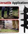 Beast Mode Earth Auger Drill Bits Set for Gas Powered Post Hole Digger in use drilling soil, showing versatile applications.