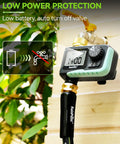 Brass Inlet With Brass Swivel Sprinkler Timer With Rain Delay And Manual Watering Digital Hose Irrigation System Kit For Lawns 1 Outlet Durable Metal Filter Gaskets To Stop Sediment Weatherproof Yard Water Timer installed on a faucet.