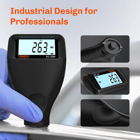 Paint Thickness Gauge Pro Grade for Cars Digital Coating Meter 0 to 2500 Micrometers Car Paint Tester, handheld on metal panel