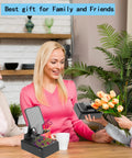 Two In One Bluetooth Speaker Phone Stand With Antislip Base And HD Surround Sound on table with family