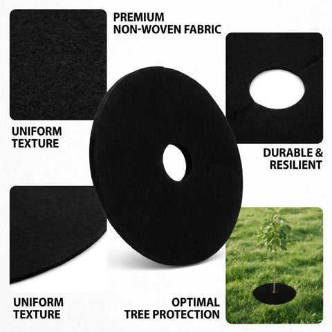 13 Piece Tree Ring Mulch Mat Set For Garden Root Barrier Weed Control Non Woven Black Landscape Rings 12.6 Inch