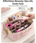 Hair Tool Organizer Travel Case For Dyson Airwrap And Shark FlexStyle, wide opening showing stored styling tools and accessories.