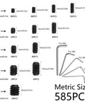 Image showing metric sizes in 1000 Piece Set Screw Assortment Kit With Metric And SAE Internal Hex Drive Cup Point Grub Screws 12 9 Grade Alloy Steel
