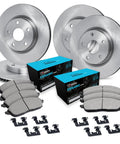 Front And Rear Brake Kit For Honda Civic 2006 To 2011 With Ceramic Pads And Blank Rotors Hardware Included, showing components