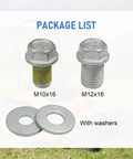 Heavy Duty Rear Drive Prop Shaft Retaining Bolt Set With Two Washers M12x16 And M10x16 For Can Am Atv, includes two bolts and washers.