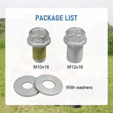 Heavy Duty Rear Drive Prop Shaft Retaining Bolt Set With Two Washers M12x16 And M10x16 For Can Am Atv, includes two bolts and washers.