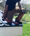 Worker using Hand Seamer For 2 Inch Mechanical Lock Panels, Anti-Scratch And Anti-Slip Roofing Tool for standing seam installation