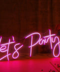 "Let's Party" Pink Neon Sign Party Vibe Wall Decor 21 By 10 Inches LED Neon Light for wedding party home bar store festival