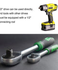 Two Piece M6 Triple Square Bit Socket Set 100mm Length 3.94 Inches One Half Inch Drive Extension For Impact Power Nut Driver Bits S2 Steel Black Finish for automotive repairs with 1/2 inch drive connecting rod and impact driver in background