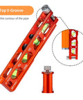 Magnetic Torpedo Level With Four Vials For Quick Readings, V Groove Magnet Track, Aluminum Alloy, High Viz Orange, 6 Inch