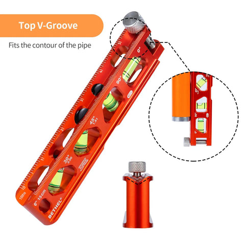 Magnetic Torpedo Level With Four Vials For Quick Readings, V Groove Magnet Track, Aluminum Alloy, High Viz Orange, 6 Inch