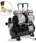 Installed Air Compressor Tank Drain Assembly Kit With 10 Inch Braided Steel Hose One Quarter Inch Drain Valve Elbow Fitting And Brass Hex Adapter