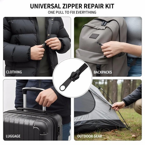 Six Pack Universal Zipper Repair Kit No Sew Quick Fix For Jackets Luggage Bags Backpacks And Boots Instantly Replaces Broken Zippers With Durable Metal And Plastic Sliders Fits Most Zippers No Tools Needed Easy Install