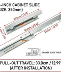 Zinc Plated Drawer Slides With Soft Close Undermount Full Extension Runners For Cabinets And Furniture Quiet Smooth Glide Tough As Nails Heavy Duty Metal Rails Durable Hardware For Long Lasting Performance 14-inch 350mm cabinet slide, zinc steel