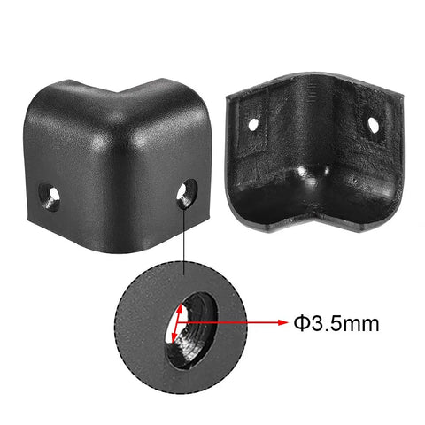 Tough As Nails Speaker Corner Guards For Guitar Amp Cabinets Polypropylene Edge Bumpers, 29mm black protectors with screw holes.