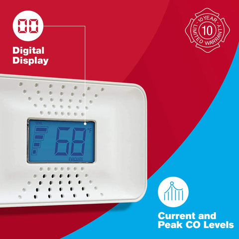 CO Detector With Ten Year Battery And Digital Temperature Display For Home Safety No Brainer Peace Of Mind Backlit Display