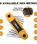 17-Piece Folding Allen Wrench Set With Metric And SAE Hex Tools For Tight Spaces, shown with 8 metric sizes visible