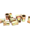 100-Piece M10 Zinc Plated Carbon Steel Rivet Nut Kit for Metal Plates and Pipes, showing zinc-plated nutserts with threading