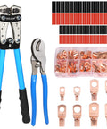 Heavy Duty Battery Cable Crimp Tool With Six Die Set For AWG 10 To One Zero Gauge And 6mm2 To 50mm2 Pro Grade Lug Crimper