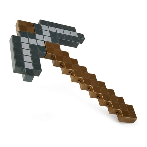 Life Size Minecraft Iron Pickaxe Prop for Collectors and Players, realistic plastic tool for roleplay on white background
