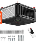 270 Degree Air Filtration System With Built In Ionizer And Remote Control, 780 CFM Hanging Dust Collector, installation kit visible