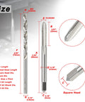 10-24 UNC Tap And Size 25 Drill Bit Set For Metal, M2 HSS drill and tap kit with detailed measurements diagram
