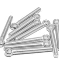 Ring Eye Bolts M5 x 40mm, 304 Stainless Steel 10-Pack with smooth, shiny finish for lifting and securing.