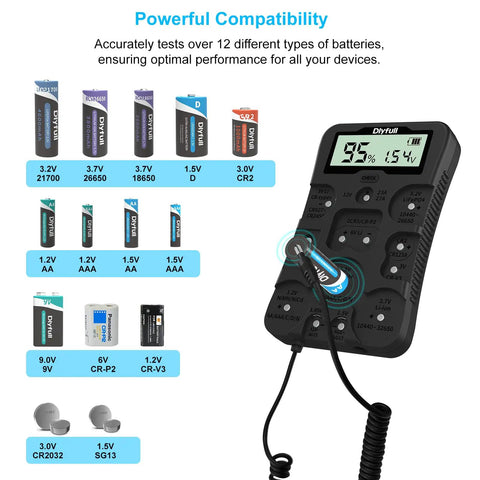 Battery Health Tester For AA AAA C D 9V And More Universal Battery Checker For 12 Types Of Batteries Household Batteries Status Readout Easy To Use Includes Welcome Guide And Lifetime Customer Support, digital display testing batteries