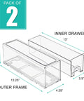 Clear Acrylic Stackable Storage Drawers Two Pack For Fridge Freezer Pantry And Bathroom See Through Plastic Organizer Bins